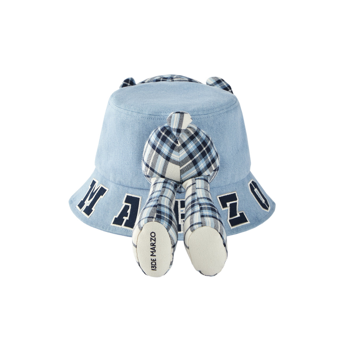 13De Marzo Bear In Wormhole Denim Bucket Hat Blue