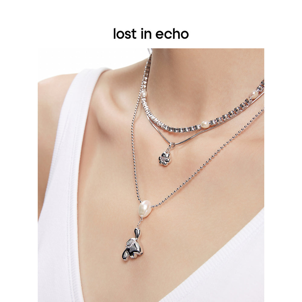 Lost In Echo Yetti Balloons Three-Layer Necklace Sliver