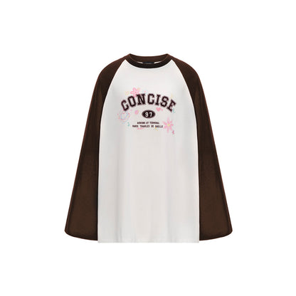 Concise-White Floral Logo Raglan L/S Tee Brown