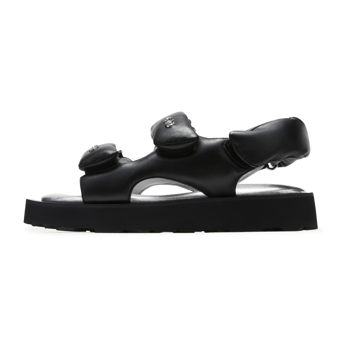 Lost In Echo Faceted Padded Double-Strap Sandal Black