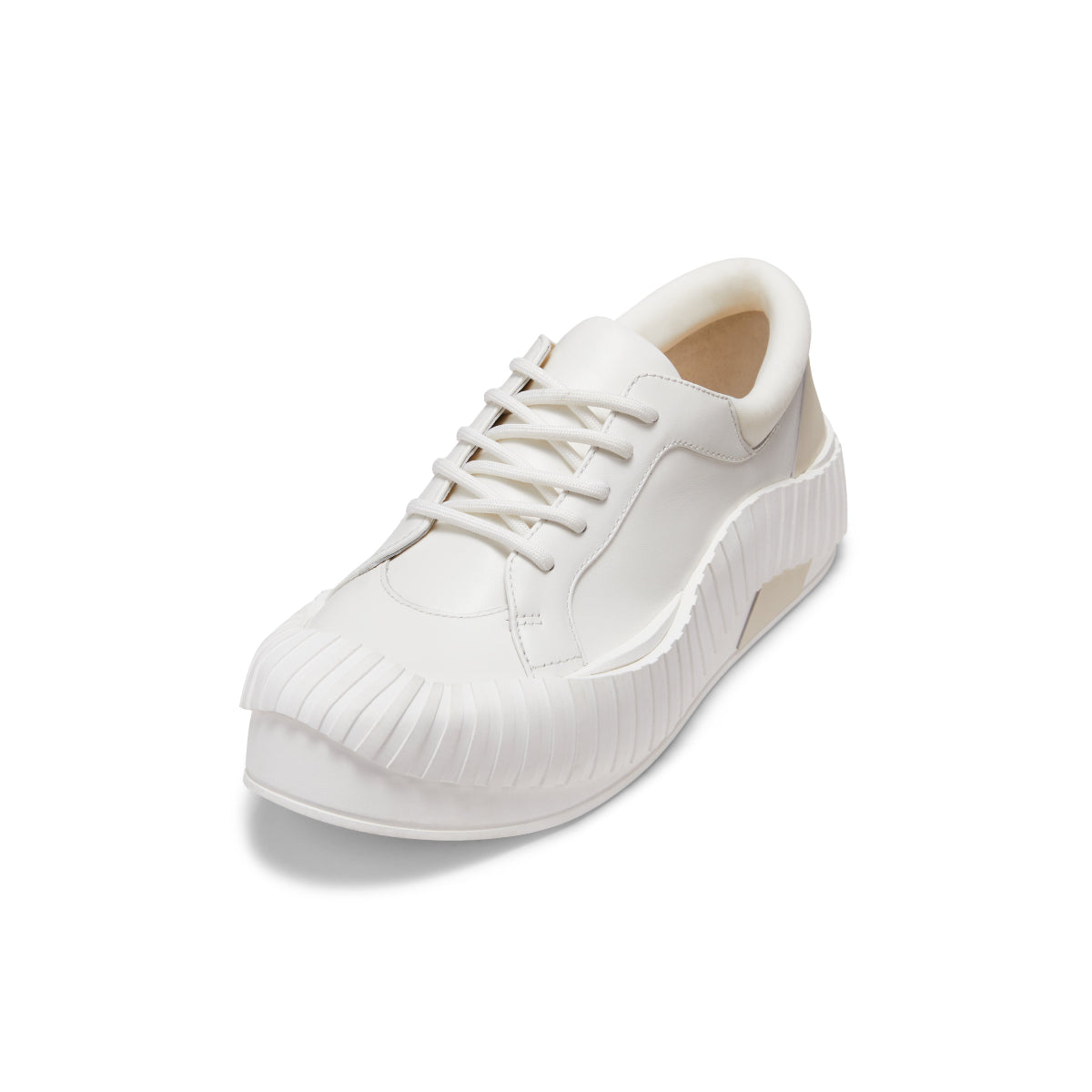 Lost In Echo Irregular Wavy Edge Thick-Soled Casual Sneaker White