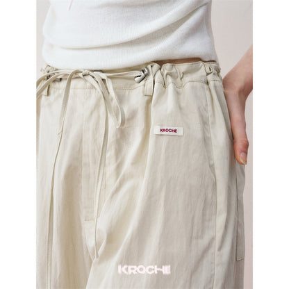 Kroche Bow Ties Thin Cargo Pants Khaki