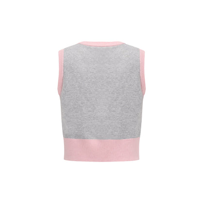 Alexia Sandra Diamond Check Heart Knit Vest Top Pink