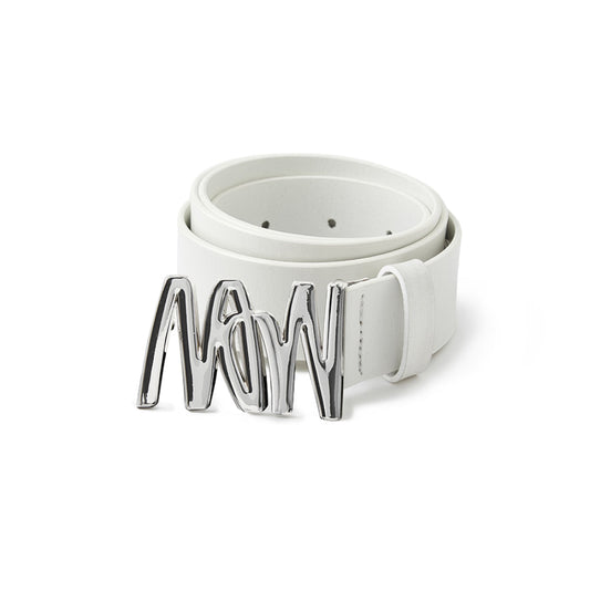 NotAwear Metal Logo Leather Belt White