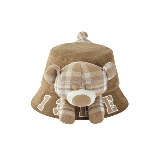 13De Marzo Bear In Wormhole Denim Bucket Hat Brown