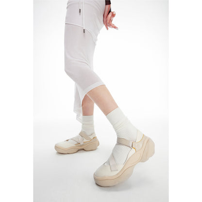 Lost In Echo Asymmetric Thick Sole Casual Sandal Cream