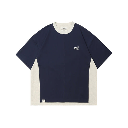 UNBENT Color Blocked Embroidery Logo T-Shirt Navy Blue