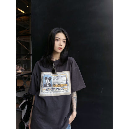 Purey Micky Mouse Licence Printed T-Shirt Vintage Black