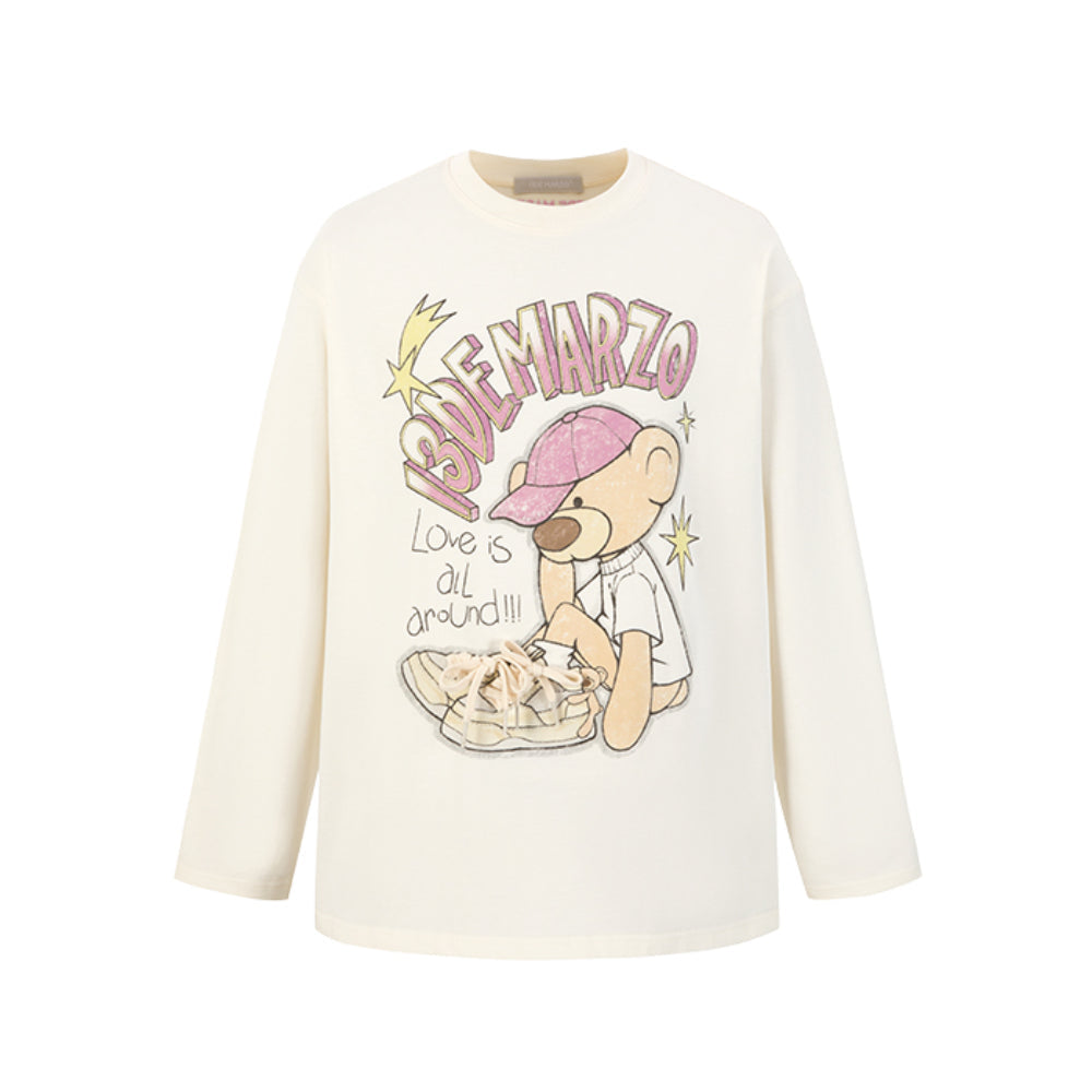 13De Marzo Shoes Lace Graffiti Logo L/S T-Shirt Beige