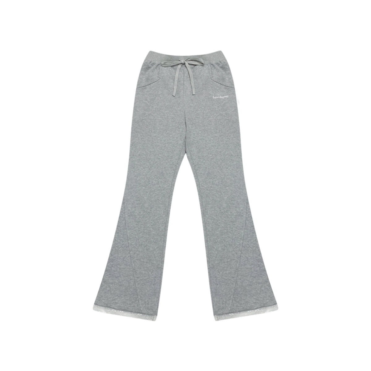 AsGony Embroidery Logo Flare Sweat Pants Grey