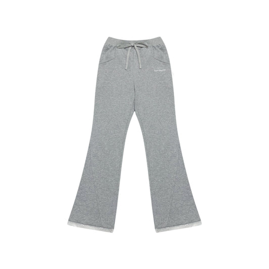 AsGony Embroidery Logo Flare Sweat Pants Grey