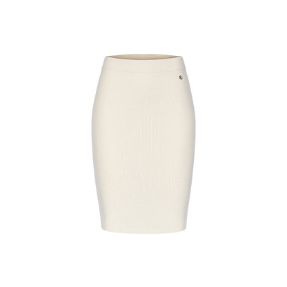 Sheer Luck Alba Metal Logo Knit Skirt White