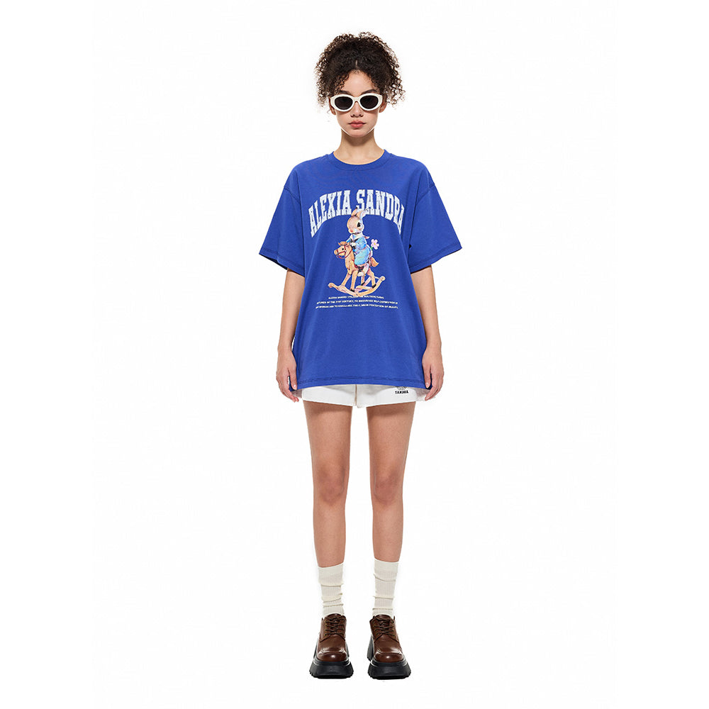 Alexia Sandra Printed Trojan Rabbit T-Shirt Blue