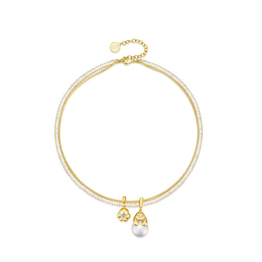 Lost In Echo Yetti Double-Layer Pearl Necklace Gold