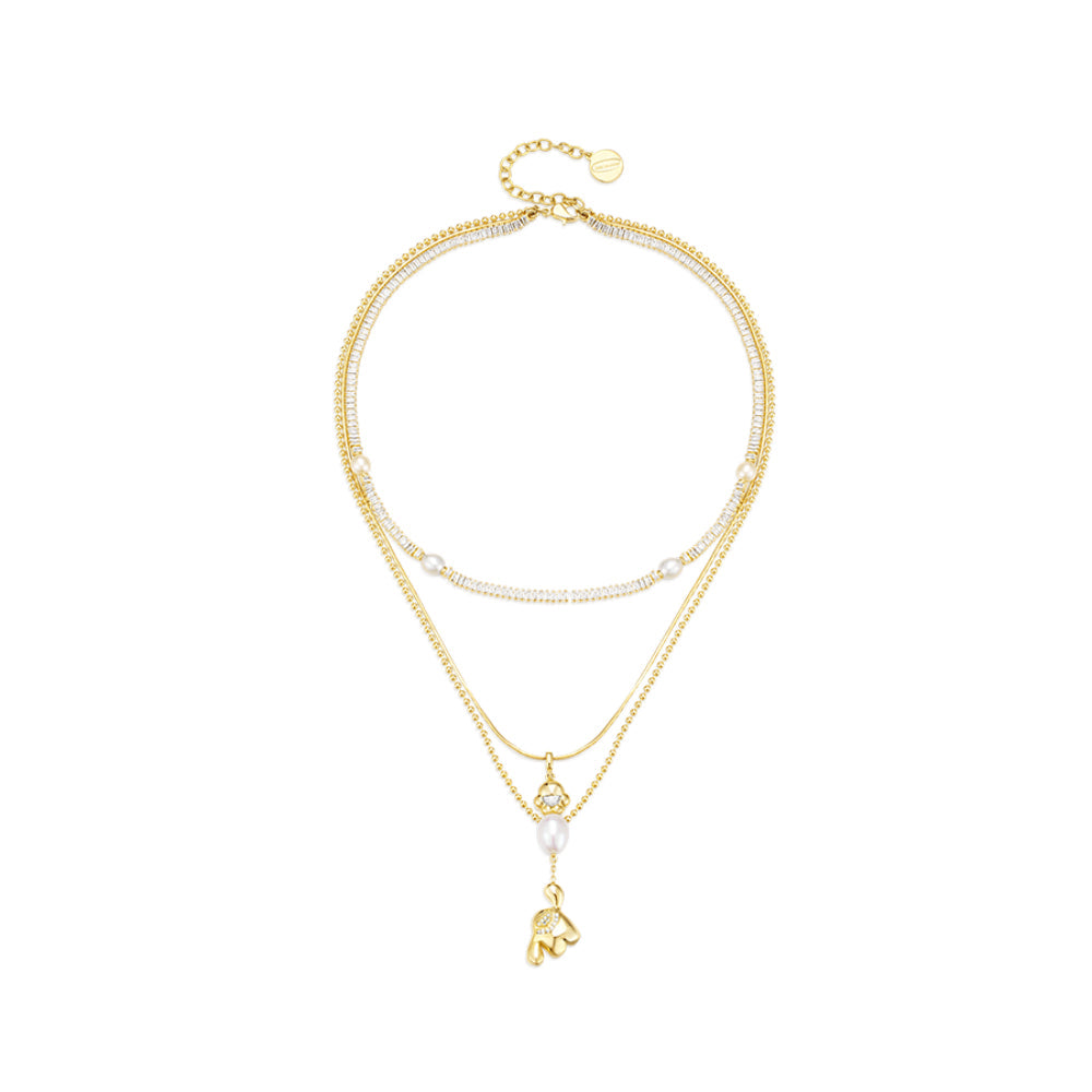 Lost In Echo Yetti Balloons Three-Layer Necklace Gold