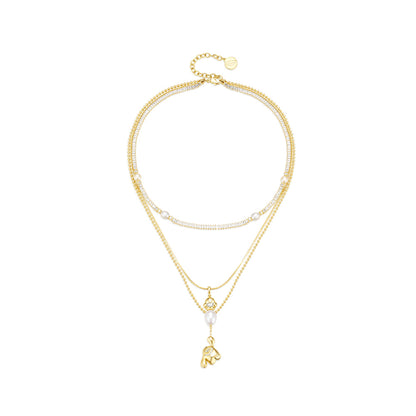 Lost In Echo Yetti Balloons Three-Layer Necklace Gold