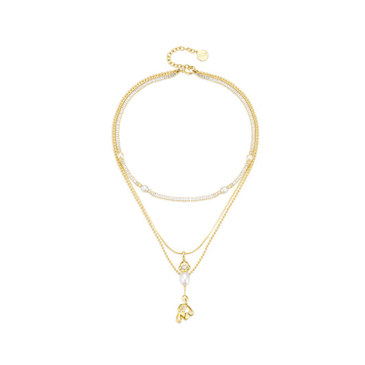 Lost In Echo Yetti Balloons Three-Layer Necklace Gold