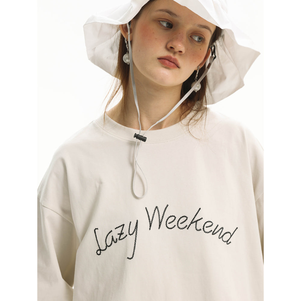 Unvesno 'Lazy Weekend' Washed Snowflake T-Shirt White