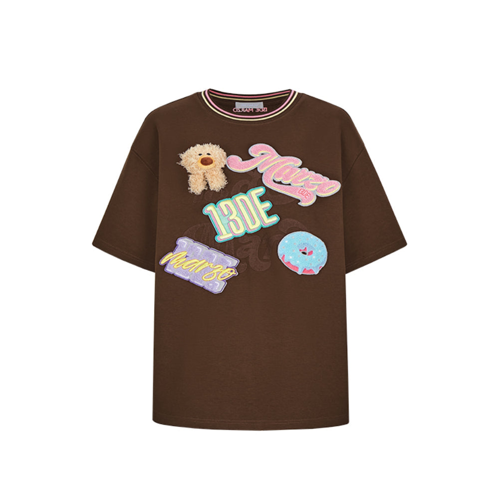 13De Marzo Plush Badges Velcro T-Shirt Brown