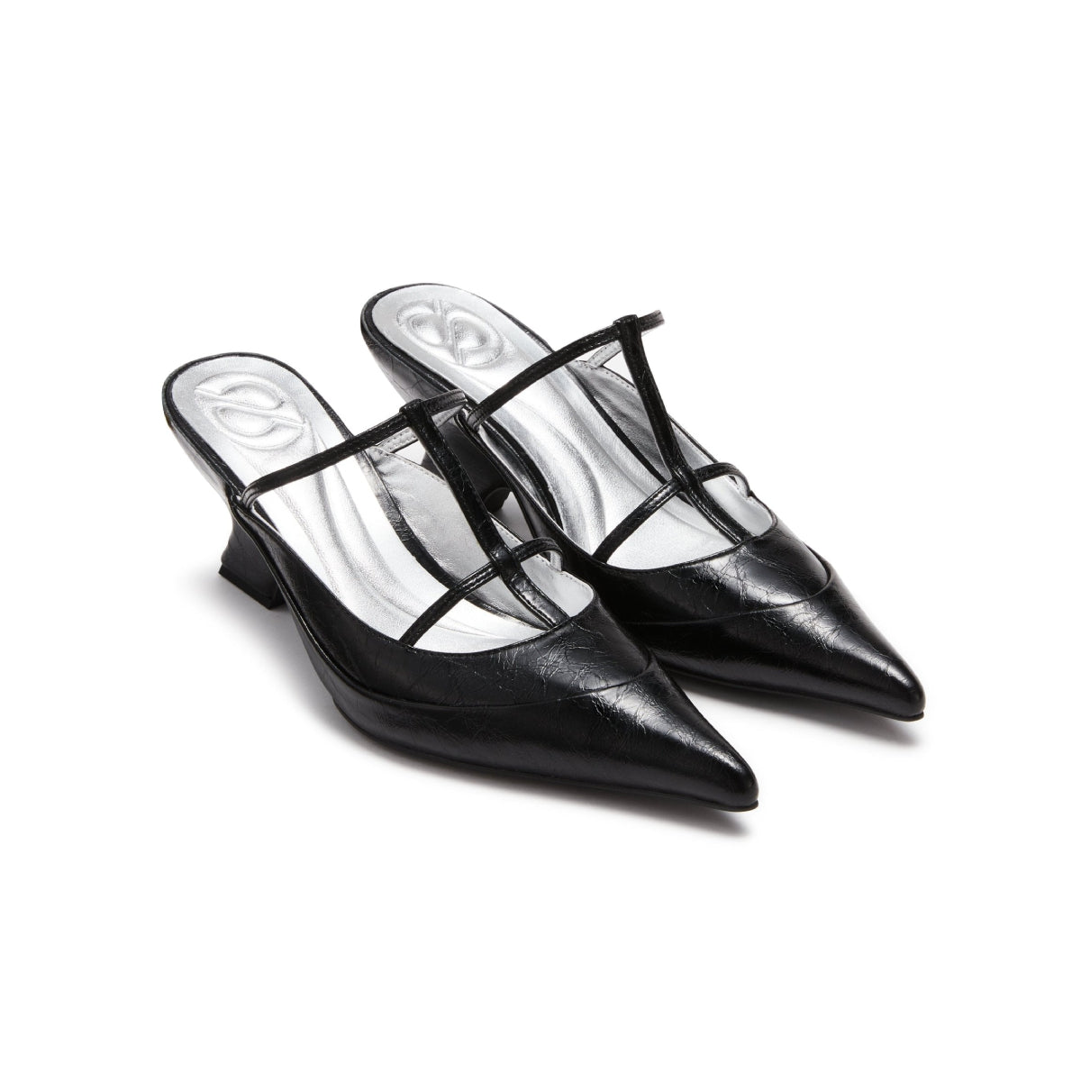 Lost In Echo Pointy Toe Strap Heel Sandals Black