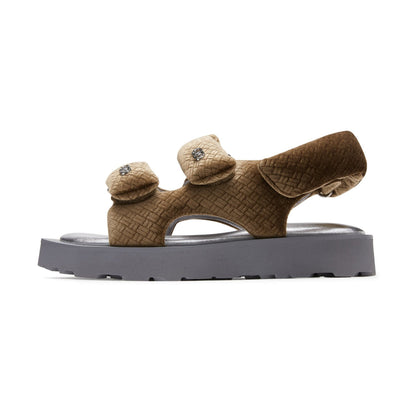 Lost In Echo Faceted Padded Double-Strap Sandal Brown