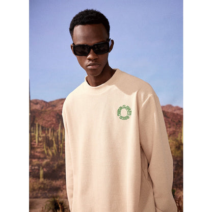 AFGK Half Turtleneck Basic Waffle Embroidery Logo L/S Tee Cream