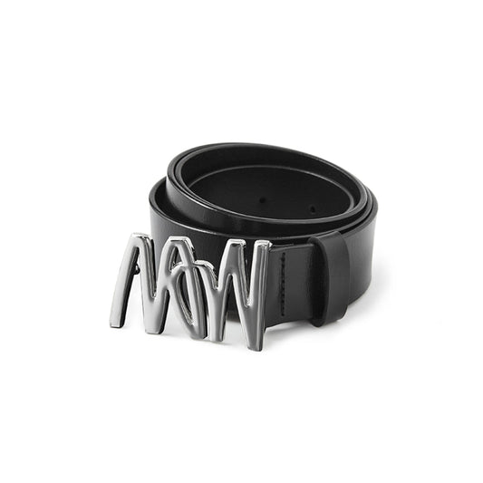 NotAwear Metal Logo Leather Belt Black