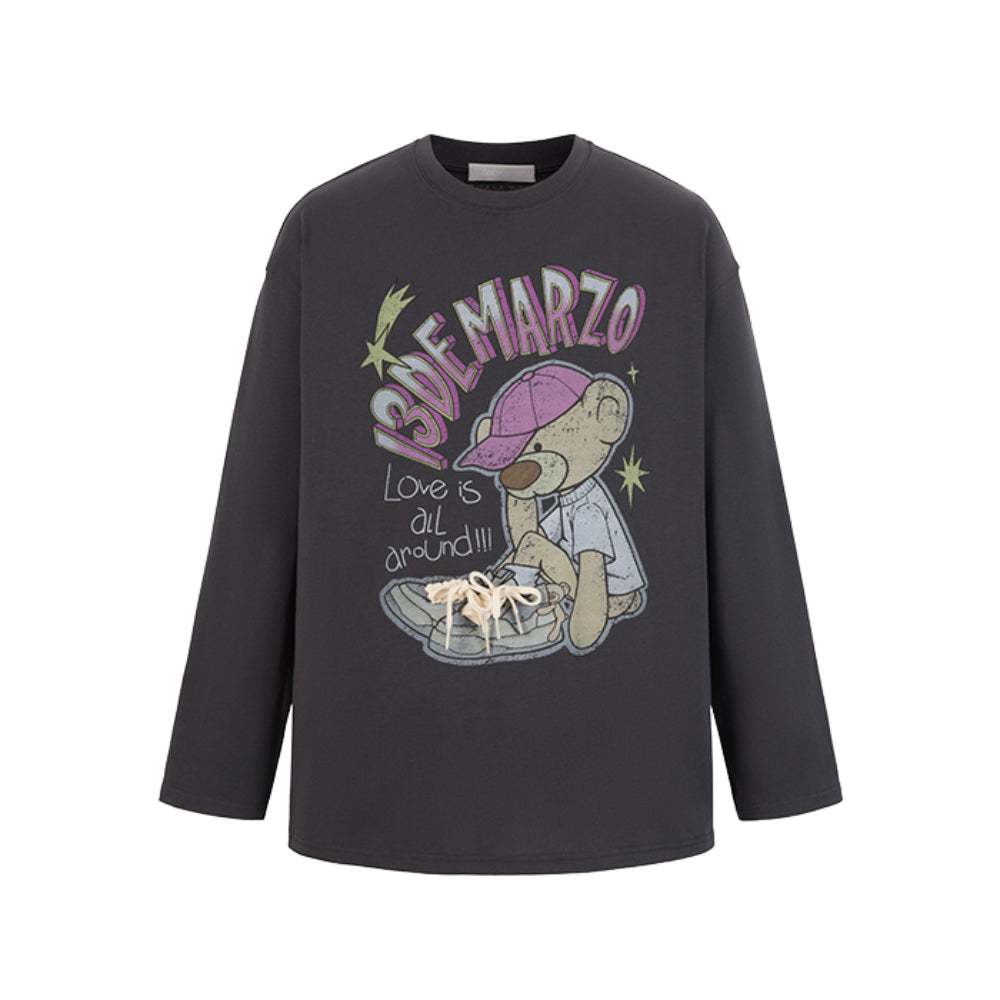 13De Marzo Shoes Lace Graffiti Logo L/S T-Shirt Dark Gray