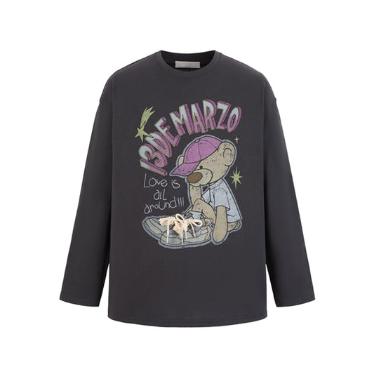 13De Marzo Shoes Lace Graffiti Logo L/S T-Shirt Dark Gray