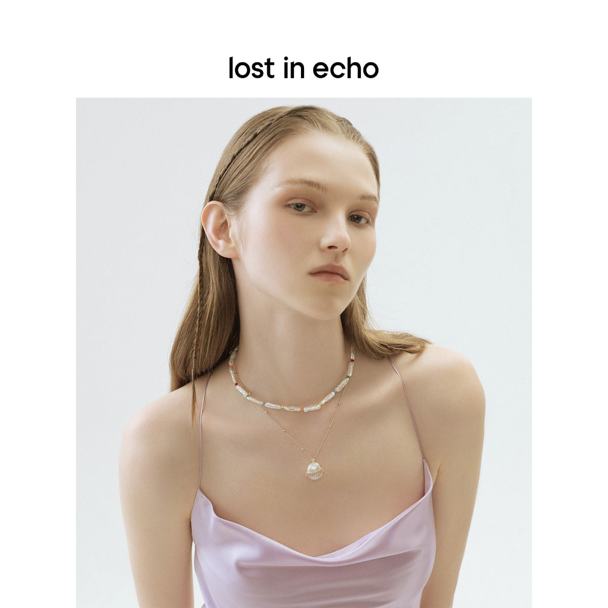 Lost In Echo Bead Chain Colored Baroque Pearl Necklace