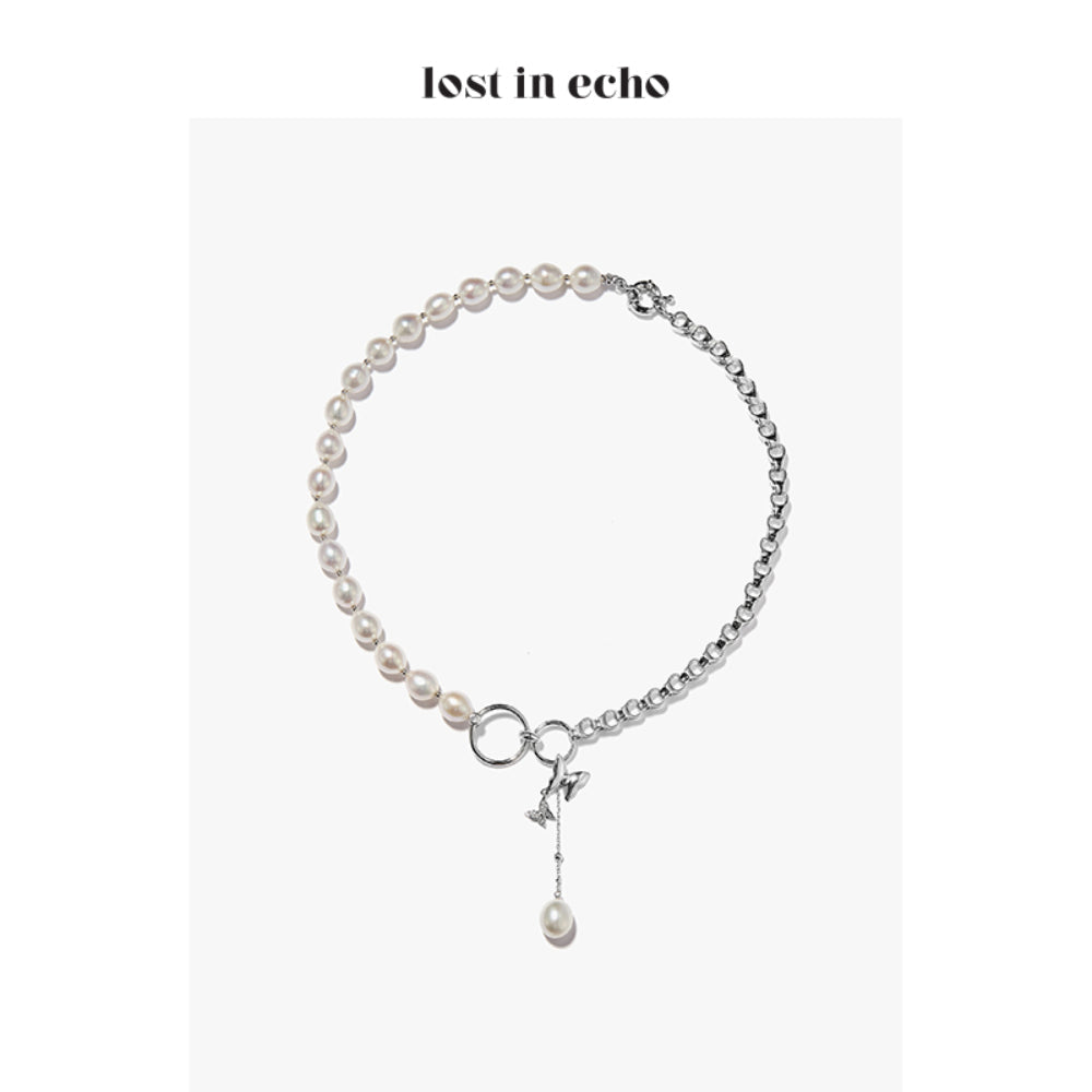 Lost In Echo Stitching Pearl Zircon Necklace