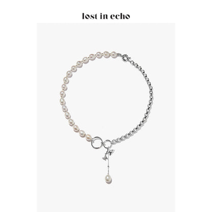 Lost In Echo Stitching Pearl Zircon Necklace