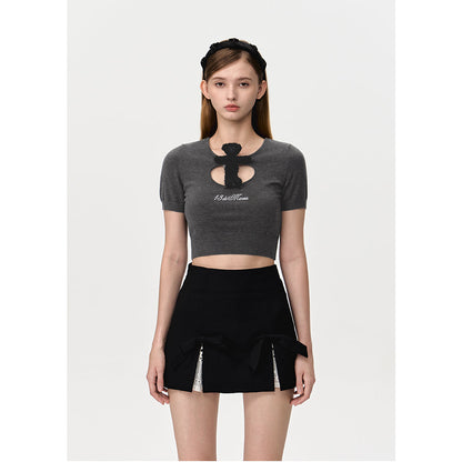 13De Marzo Doozoo Hollow Out Knit Top Dark Gray