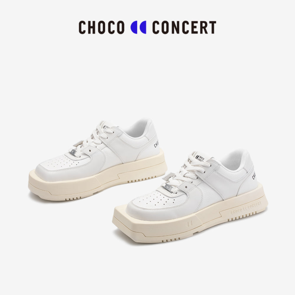 Choco Concert Mis-Matched Square Toe Sneaker All White