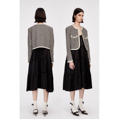 Herlian Checked Wool Patchwork Jacket Black