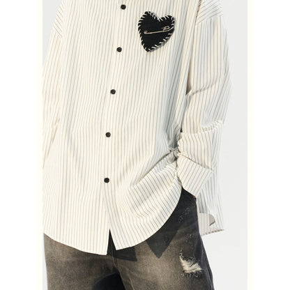 Moditec Heart Patch Striped Oversize Shirt