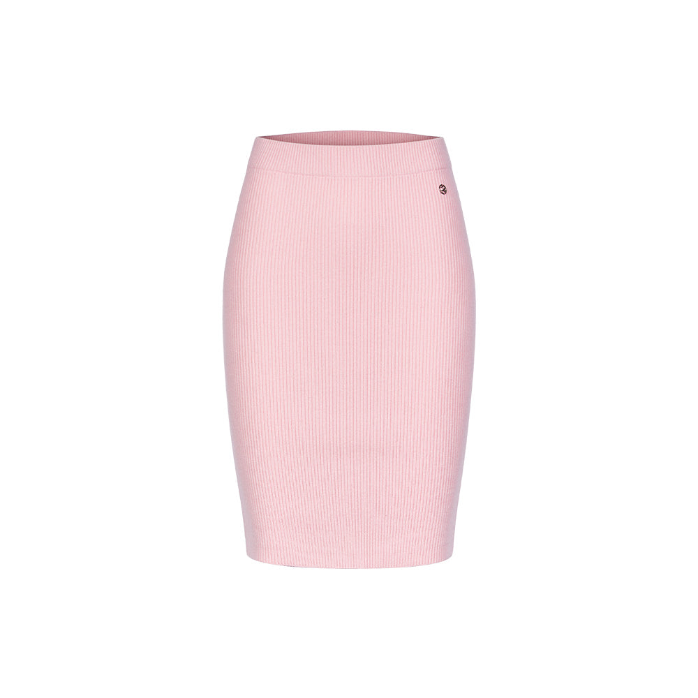 Sheer Luck Alba Metal Logo Knit Skirt Pink