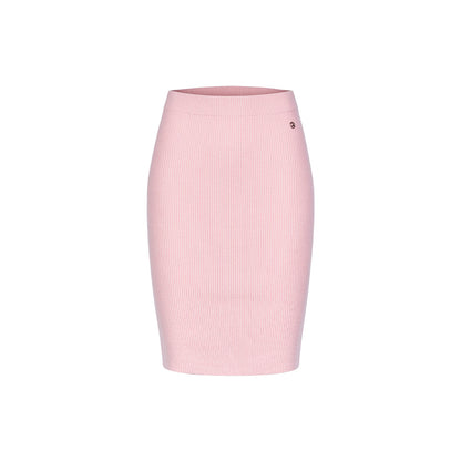 Sheer Luck Alba Metal Logo Knit Skirt Pink