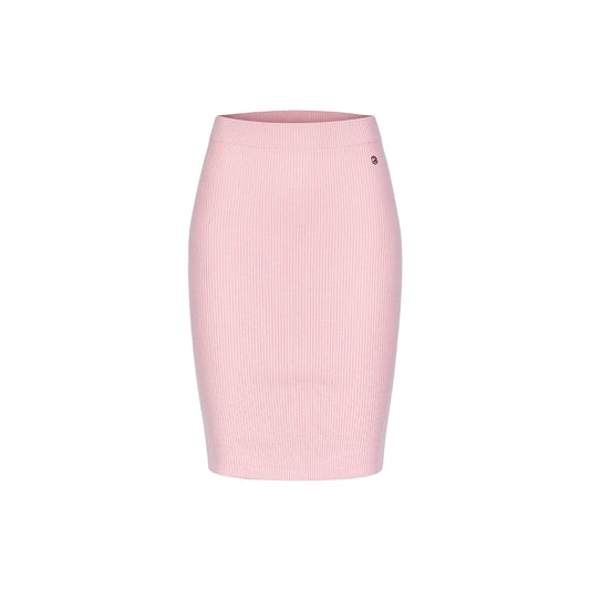 Sheer Luck Alba Metal Logo Knit Skirt Pink