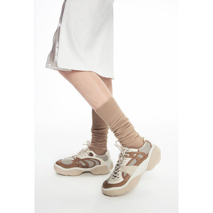 Lost In Echo Twist Upper Thick Sole Casual Retro Sneaker Khaki