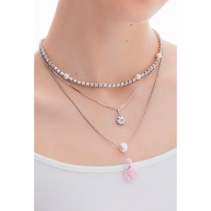 Lost In Echo Yetti Balloons Three-Layer Necklace Pink