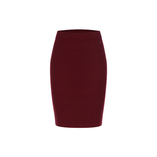 Sheer Luck Alba Metal Logo Knit Skirt Red