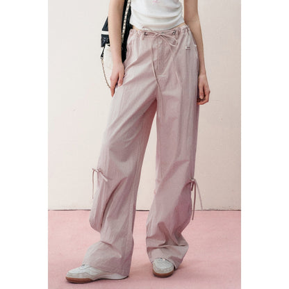 Kroche Bow Ties Thin Cargo Pants Pink