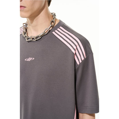 Moditec Color Blocked Striped Logo Tee Grey