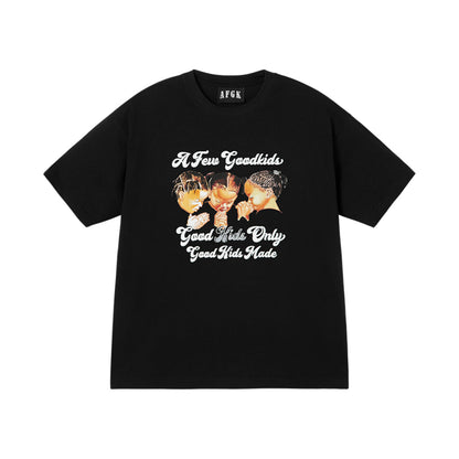 AFGK Three Kids Logo Printed T-Shirt Black