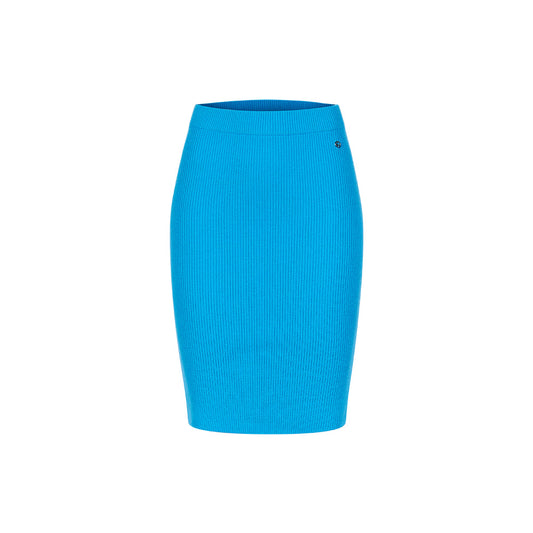 Sheer Luck Alba Metal Logo Knit Skirt Blue