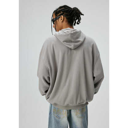 AFGK Basic Embroidery Logo Zip Up Hoodie Grey