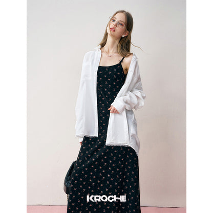 Kroche Lace Patchwork Oversize Shirt White