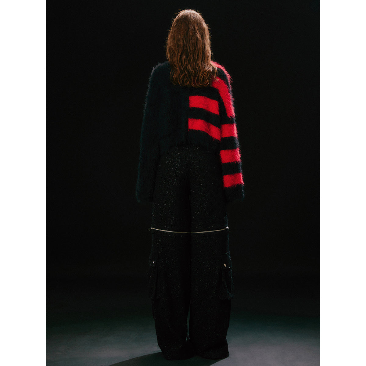 Jac Fleurant Color Blocked Striped Cutting Cardigan