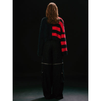 Jac Fleurant Color Blocked Striped Cutting Cardigan